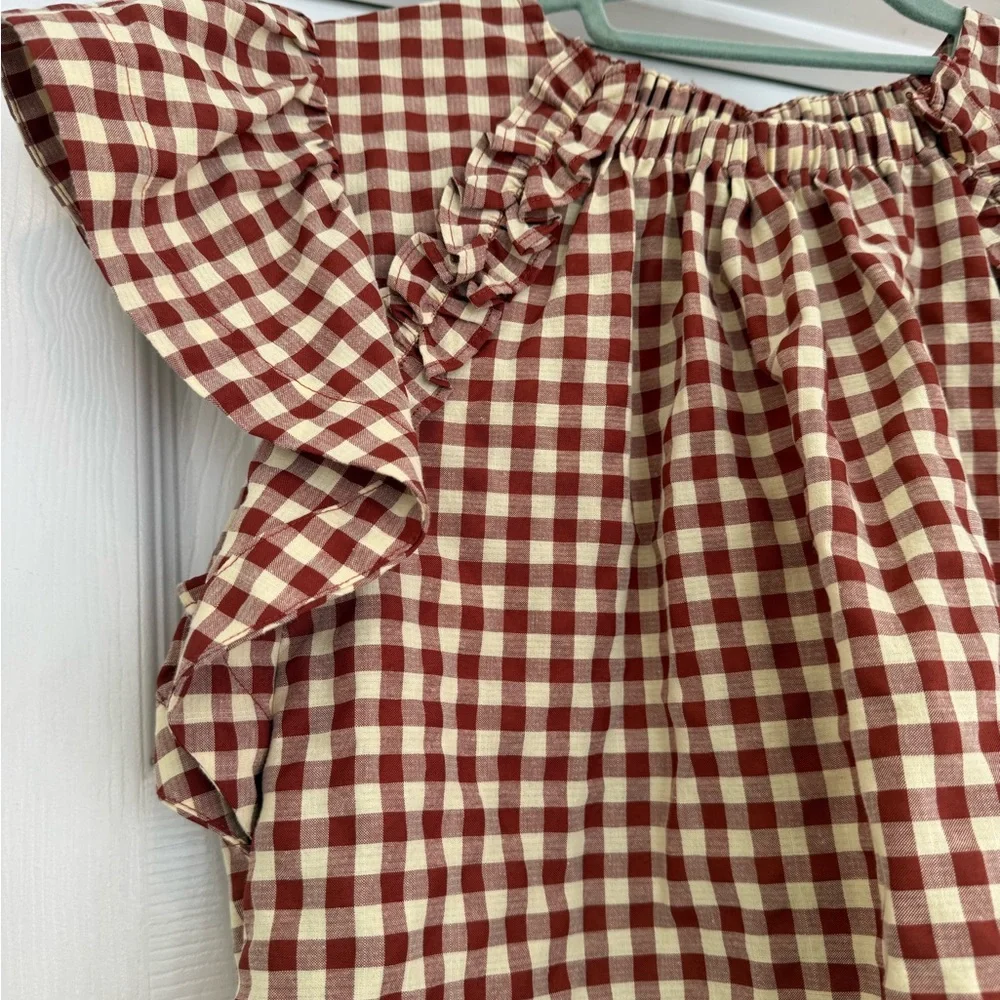 En Saison Gingham Ruffle Sleeve Top - Picture 3 of 8